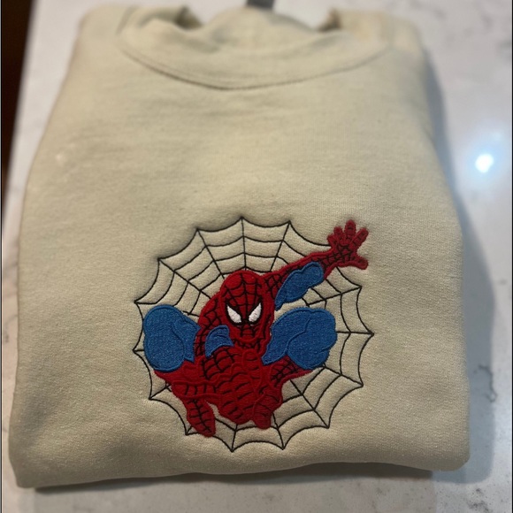 Embroidered Spiderman Web Crewneck - Picture 2 of 3